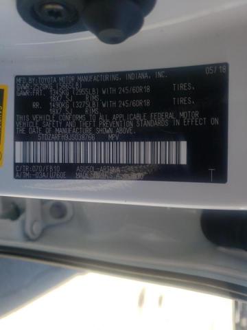 Photo 10 from auction – 2018 TOYOTA HIGHLANDER with VIN 5TDZARFH9JS038766