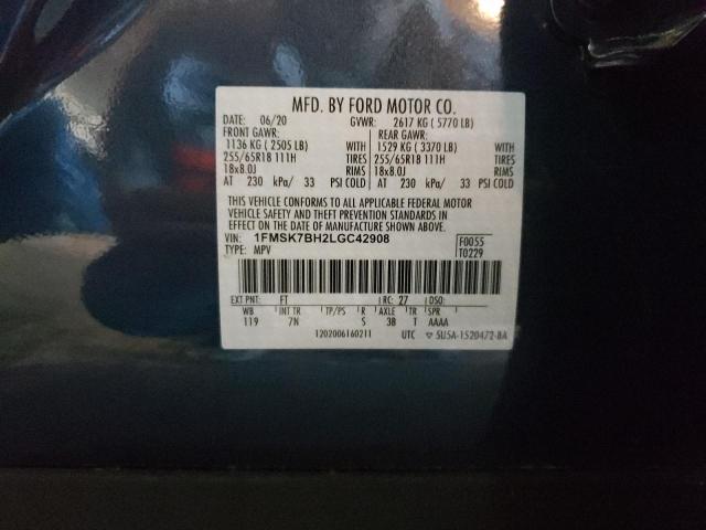 Photo 10 from auction – 2020 FORD EXPLORER with VIN 1FMSK7BH2LGC42908
