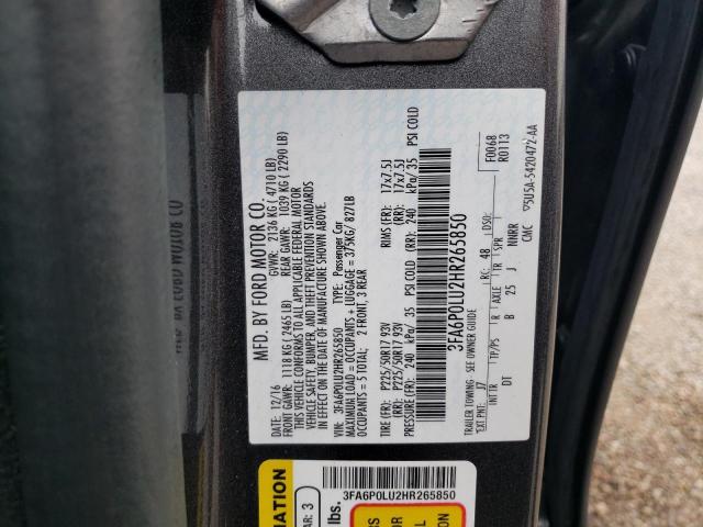 Photo 10 from auction – 2017 FORD FUSION SE with VIN 3FA6P0LU2HR265850