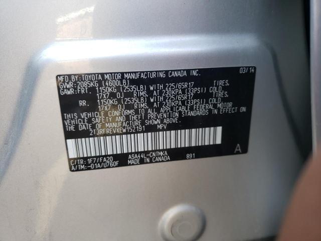 Photo 10 from auction – 2014 TOYOTA RAV4 XLE with VIN 2T3RFREVXEW152191
