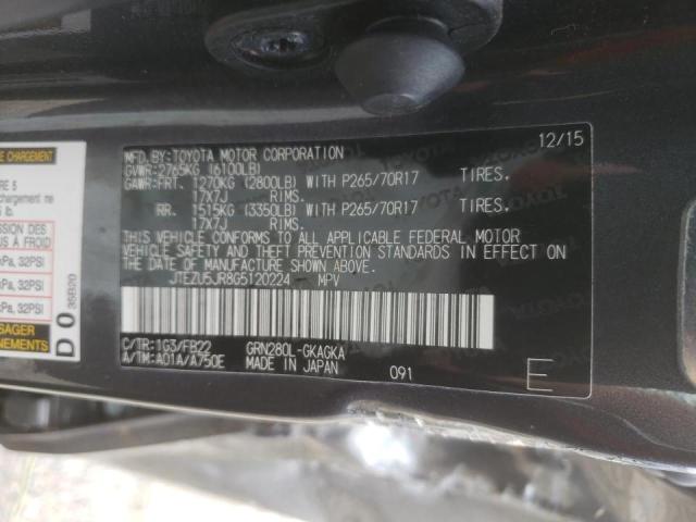 Photo 10 from auction – 2016 TOYOTA 4RUNNER SR with VIN JTEZU5JR8G5120224