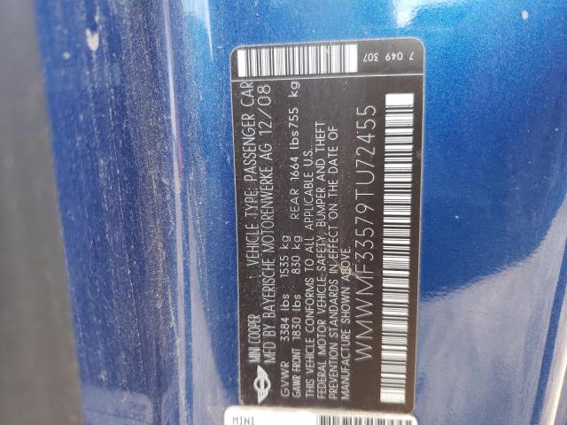 Photo 10 from auction – 2009 MINI COOPER with VIN WMWMF33579TU72455