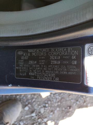 Photo 10 from auction – 2007 KIA SPECTRA EX with VIN KNAFE121575424081
