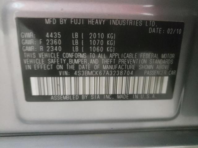 Photo 10 from auction – 2010 SUBARU LEGACY 2.5 with VIN 4S3BMCK67A3238704