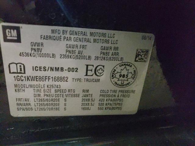 Photo 10 from auction – 2015 CHEVROLET 2500 HD with VIN 1GC1KWE86FF168862