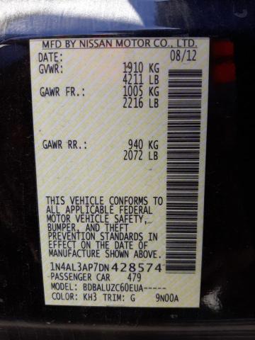 Photo 10 from auction – 2013 NISSAN ALTIMA 2.5 with VIN 1N4AL3AP7DN428574