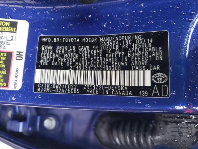Photo 10 from auction – 2014 TOYOTA COROLLA L with VIN 2T1BURHE2EC180368