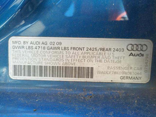 Photo 10 from auction – 2009 AUDI A4 PREMIUM with VIN WAUCF78K09N061064