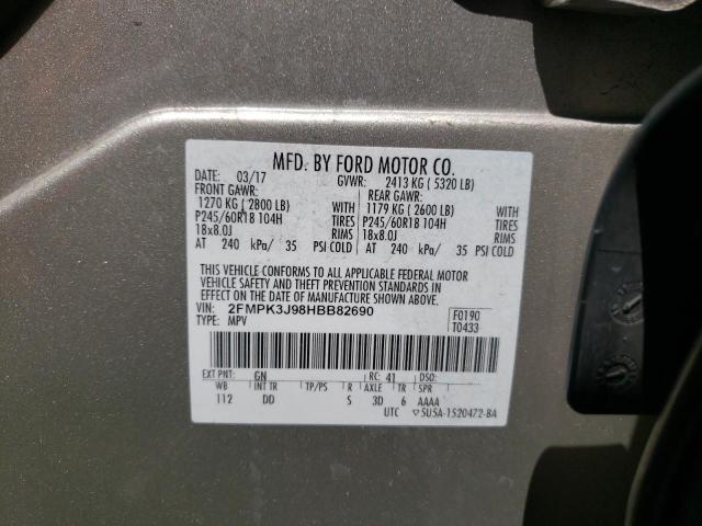 Photo 10 from auction – 2017 FORD EDGE SEL with VIN 2FMPK3J98HBB82690