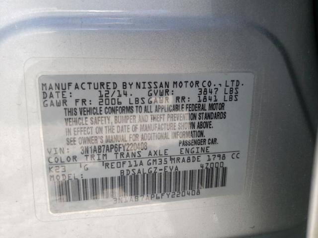 Photo 10 from auction – 2015 NISSAN SENTRA with VIN 3N1AB7AP6FY220408