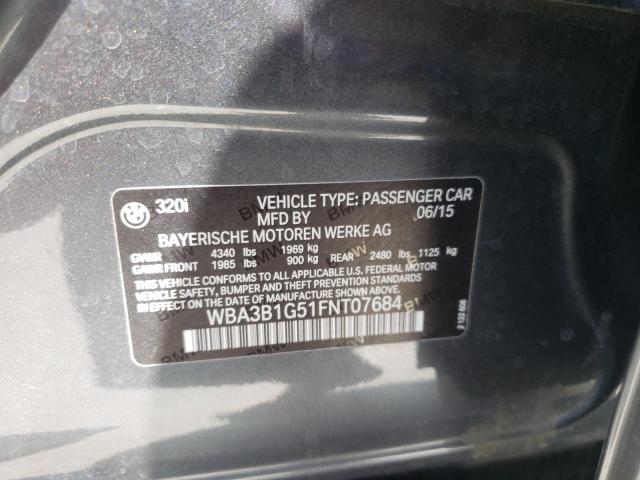 Photo 10 from auction – 2015 BMW 320 I with VIN WBA3B1G51FNT07684