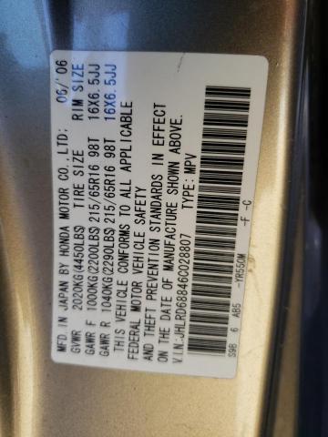 Photo 10 from auction – 2006 HONDA CR-V EX with VIN JHLRD68846C028807