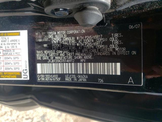 Photo 10 from auction – 2007 LEXUS GX 470 with VIN JTJBT20X370146912