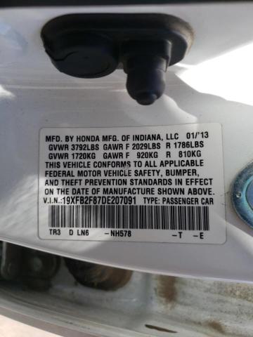Photo 10 from auction – 2013 HONDA CIVIC EX with VIN 19XFB2F87DE207091