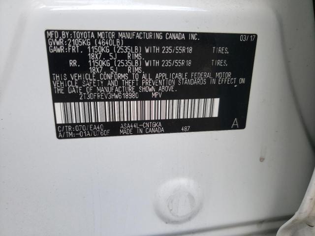 Photo 10 from auction – 2017 TOYOTA RAV4 LIMIT with VIN 2T3DFREV3HW618980