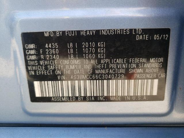 Photo 10 from auction – 2012 SUBARU LEGACY 2.5 with VIN 4S3BMCC66C3040729