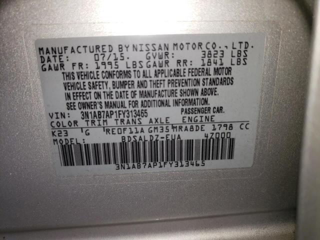 Photo 10 from auction – 2015 NISSAN SENTRA S with VIN 3N1AB7AP1FY313465