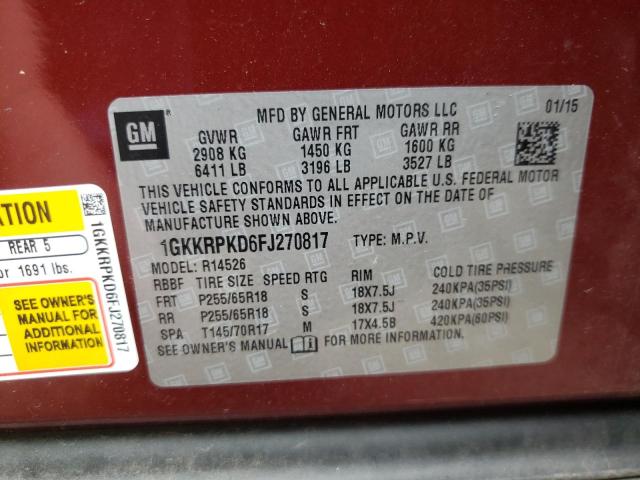 Photo 10 from auction – 2015 GMC ACADIA SLE with VIN 1GKKRPKD6FJ270817