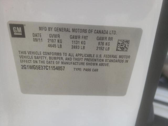 Photo 10 from auction – 2012 CHEVROLET IMPALA LT with VIN 2G1WG5E37C1154857