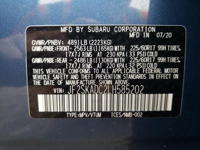 Photo 10 from auction – 2020 SUBARU FORESTER with VIN JF2SKADC2LH585202