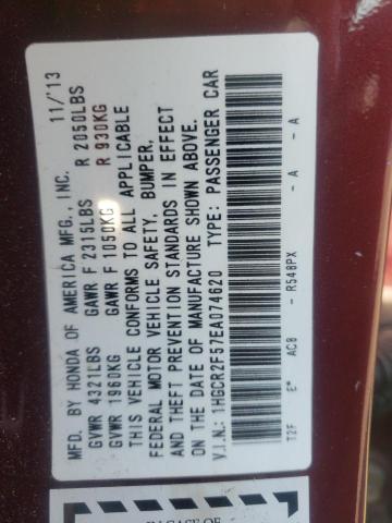 Photo 10 from auction – 2014 HONDA ACCORD SPO with VIN 1HGCR2F57EA074620
