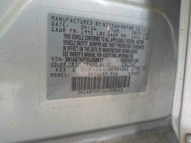 Photo 10 from auction – 2016 NISSAN SENTRA S with VIN 3N1AB7AP7GL658613