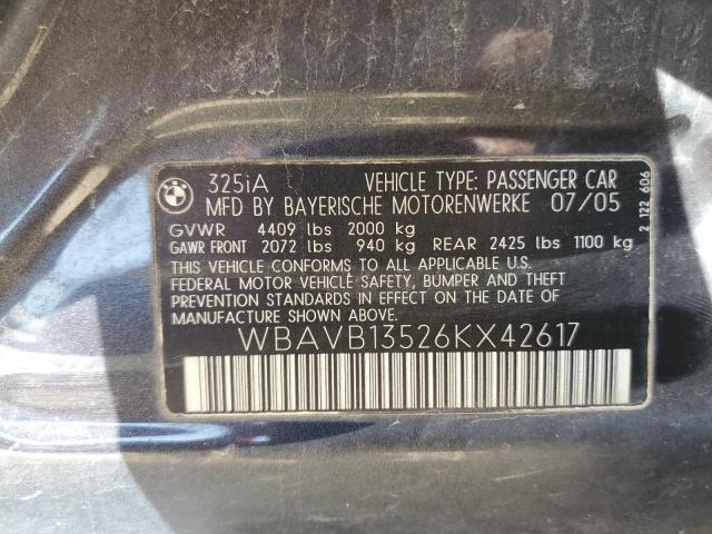 Photo 10 from auction – 2006 BMW 325 I with VIN WBAVB13526KX42617
