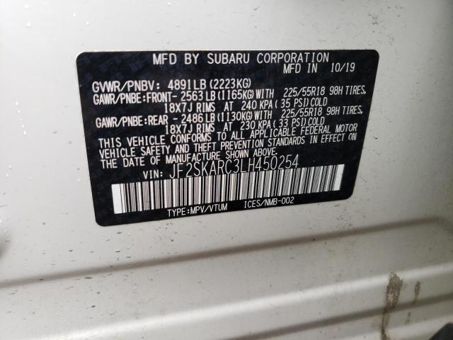 Photo 10 from auction – 2020 SUBARU FORESTER S with VIN JF2SKARC3LH450254