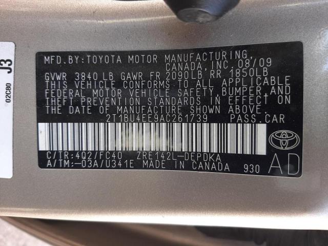 Photo 10 from auction – 2010 TOYOTA COROLLA BA with VIN 2T1BU4EE9AC261739
