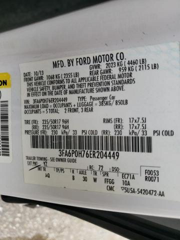 Photo 10 from auction – 2014 FORD FUSION SE with VIN 3FA6P0H76ER204449