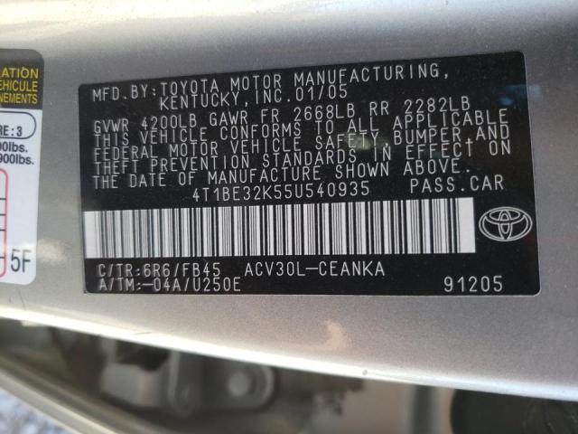 Photo 10 from auction – 2005 TOYOTA CAMRY LE with VIN 4T1BE32K55U540935