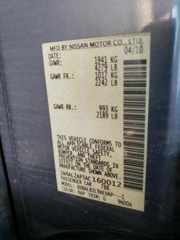 Photo 10 from auction – 2010 NISSAN ALTIMA BAS with VIN 1N4AL2AP3AC160012