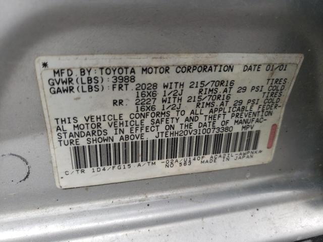 Photo 10 from auction – 2001 TOYOTA RAV4 with VIN JTEHH20V310073380