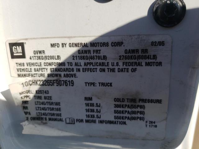 Photo 10 from auction – 2005 CHEVROLET SILVERADO with VIN 1GCHK23265F907619