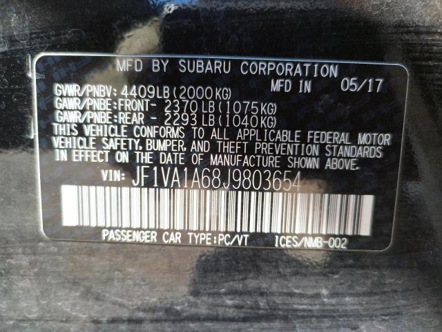 Photo 10 from auction – 2018 SUBARU WRX with VIN JF1VA1A68J9803654