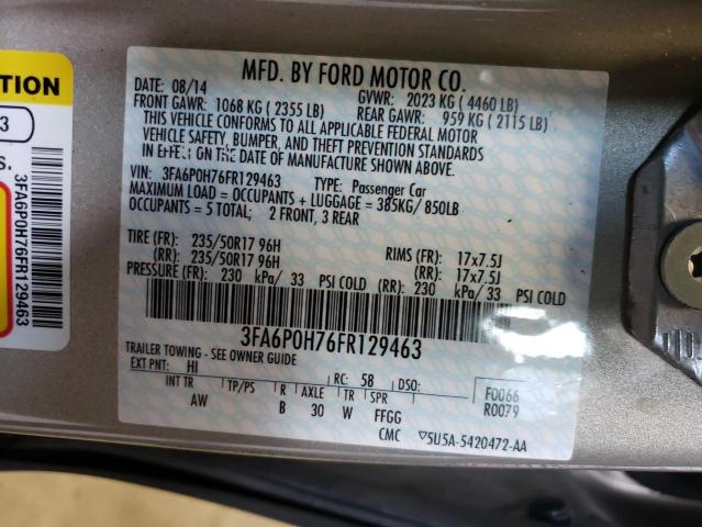 Photo 10 from auction – 2015 FORD FUSION SE with VIN 3FA6P0H76FR129463