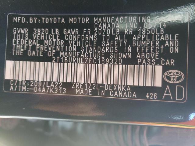 Photo 10 from auction – 2014 TOYOTA COROLLA L with VIN 2T1BURHE7EC169320