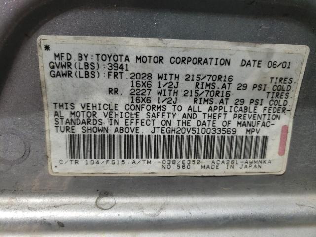 Photo 10 from auction – 2001 TOYOTA RAV4 with VIN JTEGH20V510033569