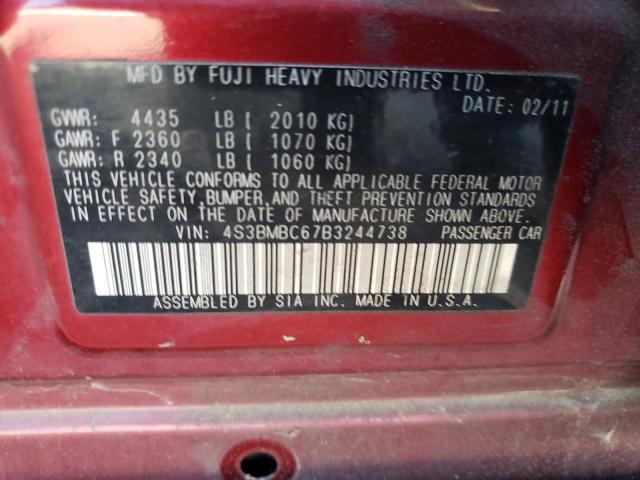 Photo 10 from auction – 2011 SUBARU LEGACY 2.5 with VIN 4S3BMBC67B3244738