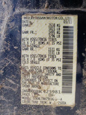 Photo 10 from auction – 2011 NISSAN FRONTIER S with VIN 1N6AD0EVXBC425981