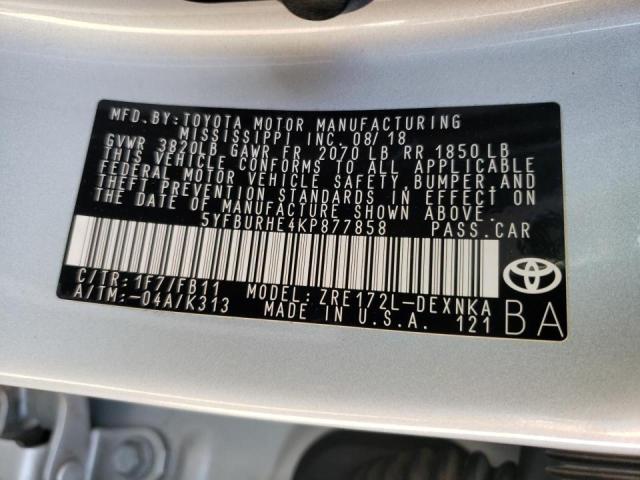 Photo 10 from auction – 2019 TOYOTA COROLLA L with VIN 5YFBURHE4KP877858