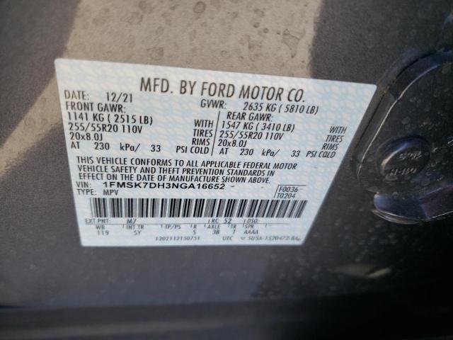 Photo 10 from auction – 2022 FORD EXPLORER X with VIN 1FMSK7DH3NGA16652