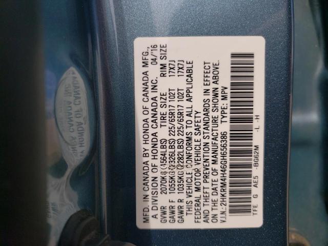 Photo 10 from auction – 2016 HONDA CR-V SE with VIN 2HKRM4H46GH656386
