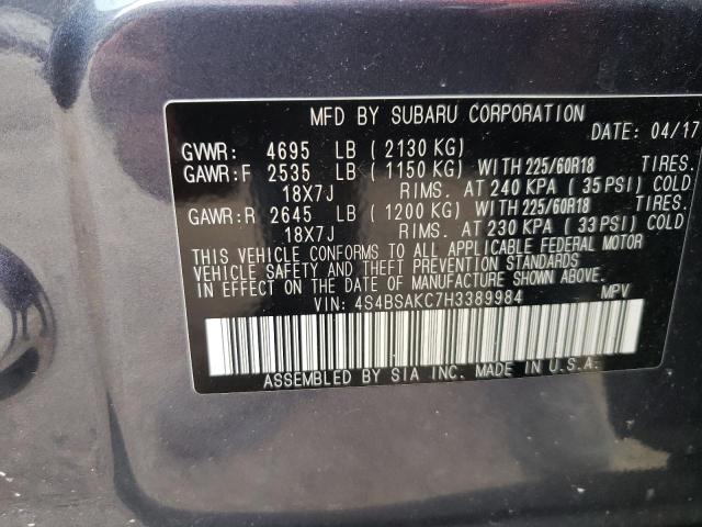 Photo 10 from auction – 2017 SUBARU OUTBACK 2. with VIN 4S4BSAKC7H3389984