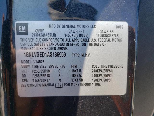Photo 10 from auction – 2010 CHEVROLET TRAVERSE L with VIN 1GNLVGED1AS136959