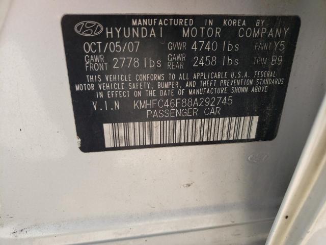 Photo 10 from auction – 2008 HYUNDAI AZERA SE with VIN KMHFC46F88A292745