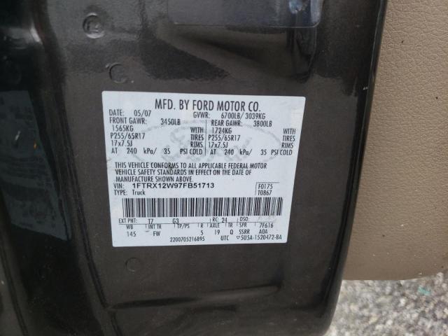 Photo 10 from auction – 2007 FORD F150 with VIN 1FTRX12W97FB51713