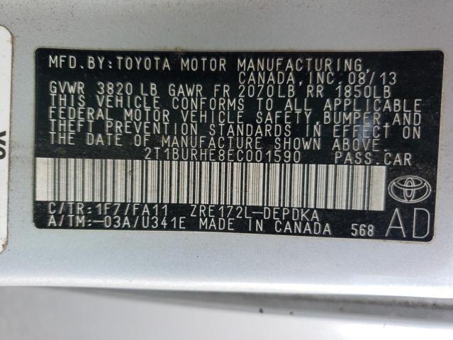 Photo 10 from auction – 2014 TOYOTA COROLLA L with VIN 2T1BURHE8EC001590