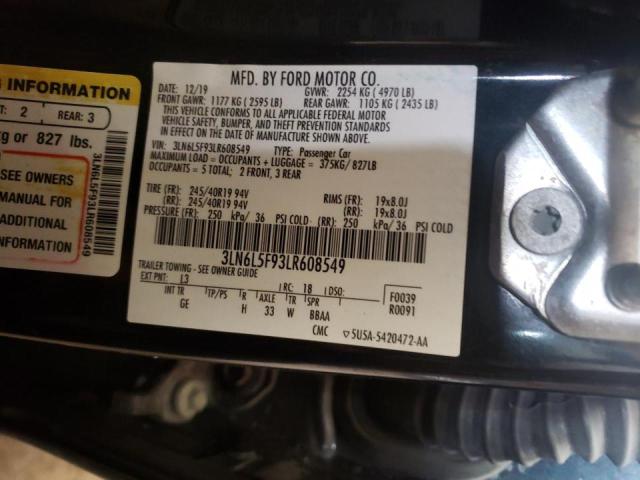 Photo 10 from auction – 2020 LINCOLN MKZ RESERV with VIN 3LN6L5F93LR608549