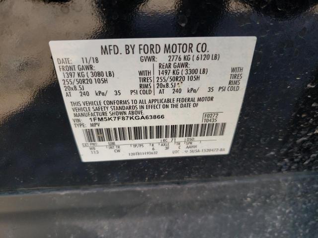 Photo 10 from auction – 2019 FORD EXPLORER L with VIN 1FM5K7F87KGA63866